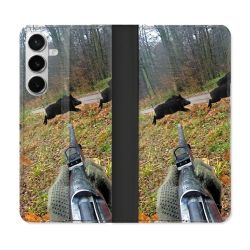 Housse cuir portefeuille Pour Samsung Galaxy S26 Plus Chasse Vision Tir