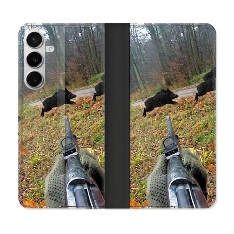 Housse cuir portefeuille Pour Samsung Galaxy S26 Plus Chasse Vision Tir