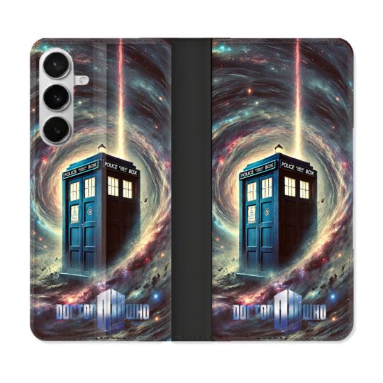 Housse cuir portefeuille Pour Samsung Galaxy S26 Plus Dr Who Tardis Univers