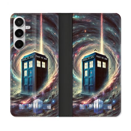 Housse cuir portefeuille Pour Samsung Galaxy S26 Plus Dr Who Tardis Univers