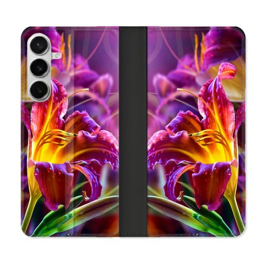 Housse cuir portefeuille Pour Samsung Galaxy S26 Plus Fleur Lys Color