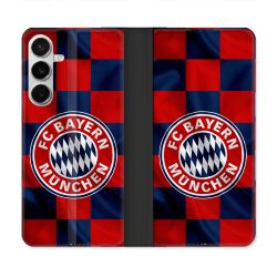 Housse cuir portefeuille Pour Samsung Galaxy S26 Plus Foot Bayern Munich Carreaux