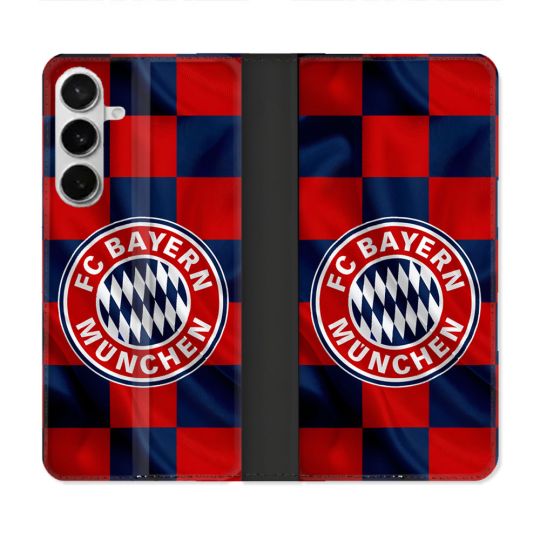 Housse cuir portefeuille Pour Samsung Galaxy S26 Plus Foot Bayern Munich Carreaux
