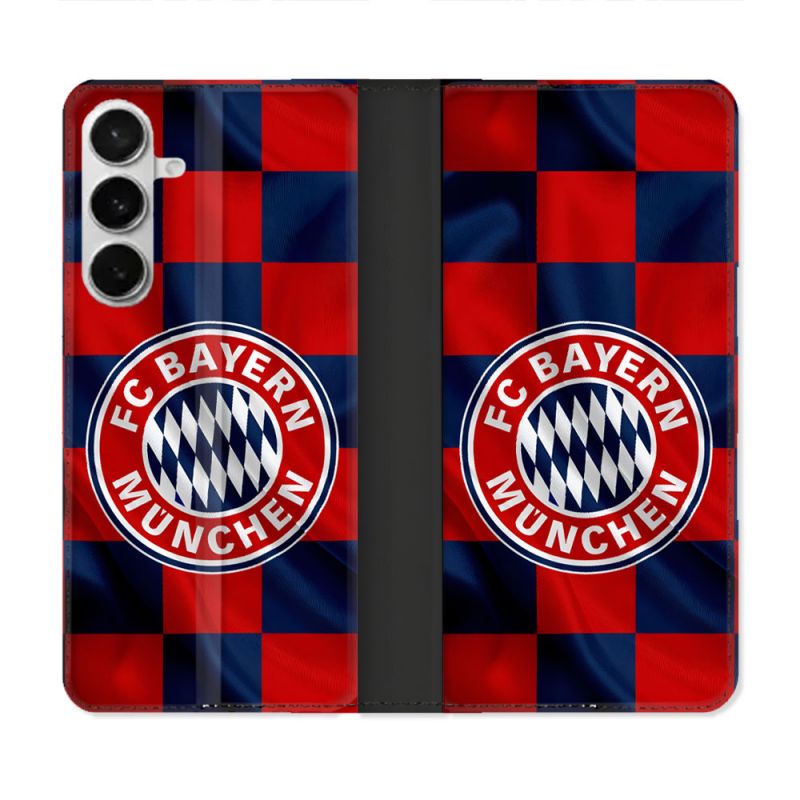 Housse cuir portefeuille Pour Samsung Galaxy S26 Plus Foot Bayern Munich Carreaux