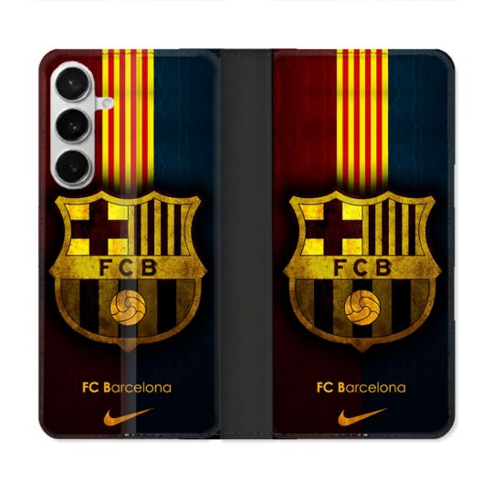 Housse cuir portefeuille Pour Samsung Galaxy S26 Plus Foot FC Barcelone Vintage