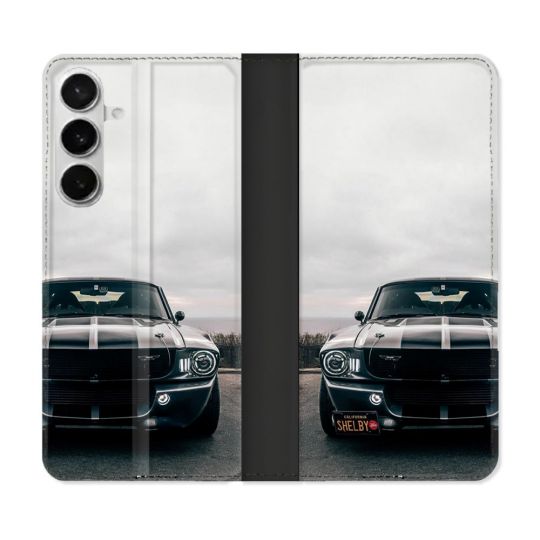 Housse cuir portefeuille Pour Samsung Galaxy S26 Plus Ford Mustang GT500 Vintage
