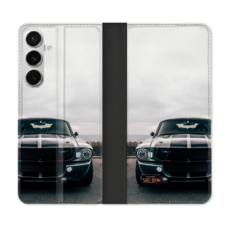 Housse cuir portefeuille Pour Samsung Galaxy S26 Plus Ford Mustang GT500 Vintage