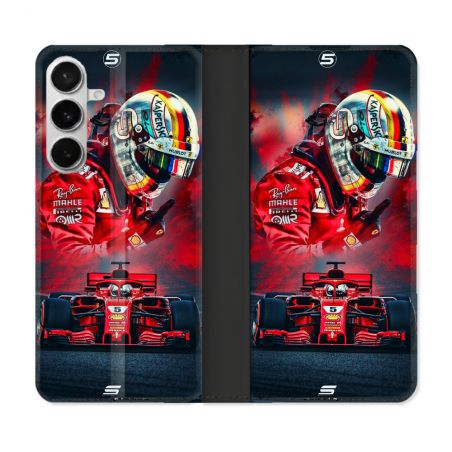 Housse cuir portefeuille Pour Samsung Galaxy S26 Plus Formule 1 F1 Ferrari