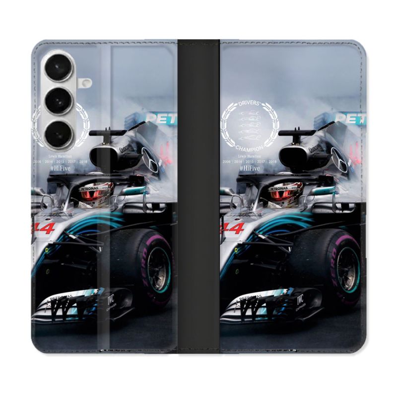 Housse cuir portefeuille Pour Samsung Galaxy S26 Plus Formule 1 F1 Mercedes Petronas