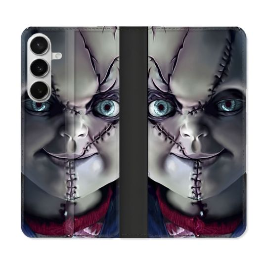 Housse cuir portefeuille Pour Samsung Galaxy S26 Plus Horreur Chucky Cicatrice
