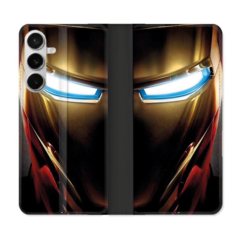 Housse cuir portefeuille Pour Samsung Galaxy S26 Plus Iron Man Casque