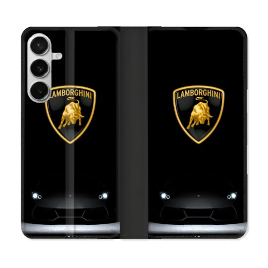 Housse cuir portefeuille Pour Samsung Galaxy S26 Plus Lamborghini Noir
