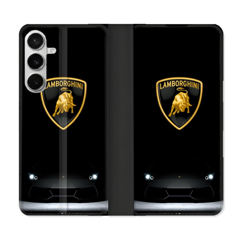 Housse cuir portefeuille Pour Samsung Galaxy S26 Plus Lamborghini Noir