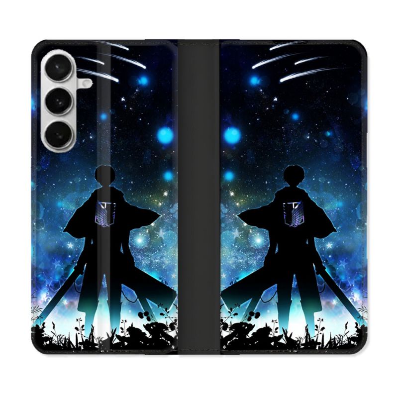 Housse cuir portefeuille Pour Samsung Galaxy S26 Plus Manga Attaque Titans Levi