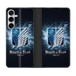 Housse cuir portefeuille Pour Samsung Galaxy S26 Plus Manga Attaque Titans Noir