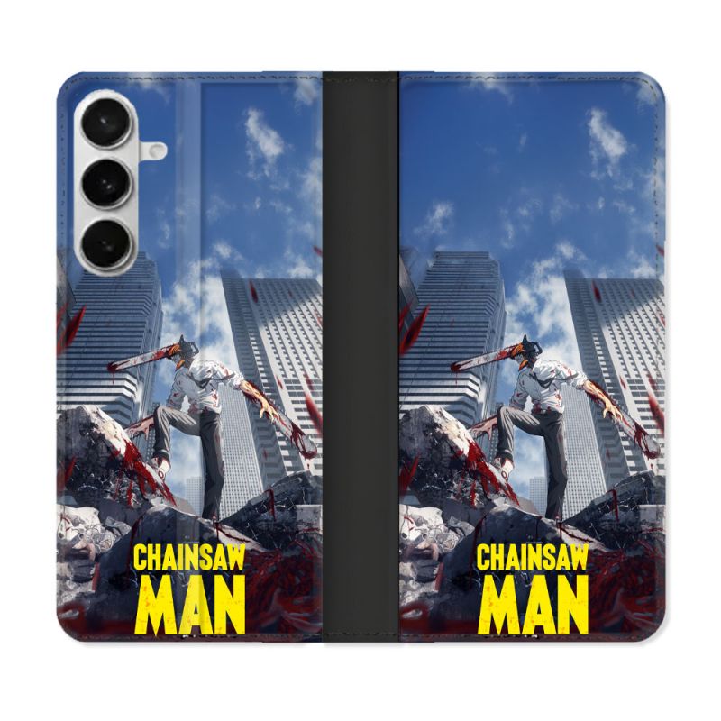 Housse cuir portefeuille Pour Samsung Galaxy S26 Plus Manga Chainsaw Man Denji
