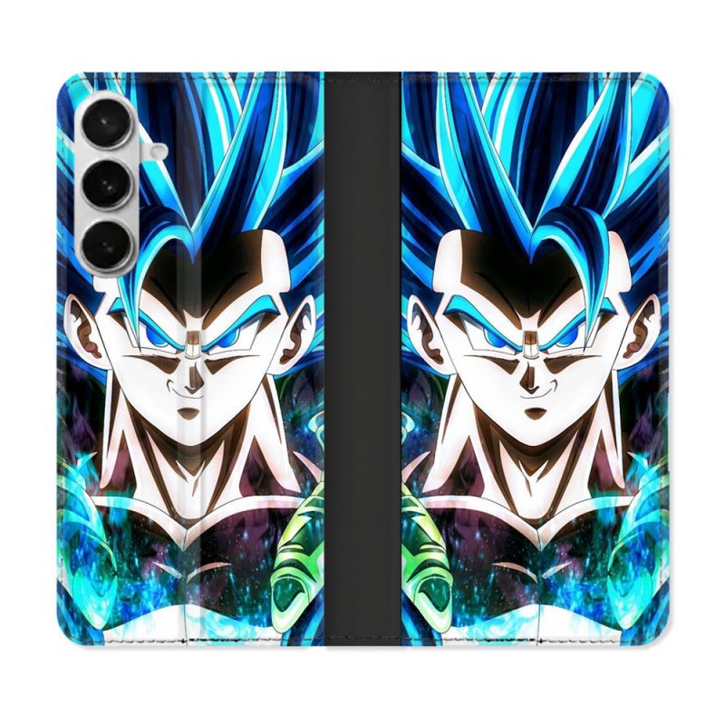 Housse cuir portefeuille Pour Samsung Galaxy S26 Plus Manga Dragon Ball Gogeta Visage