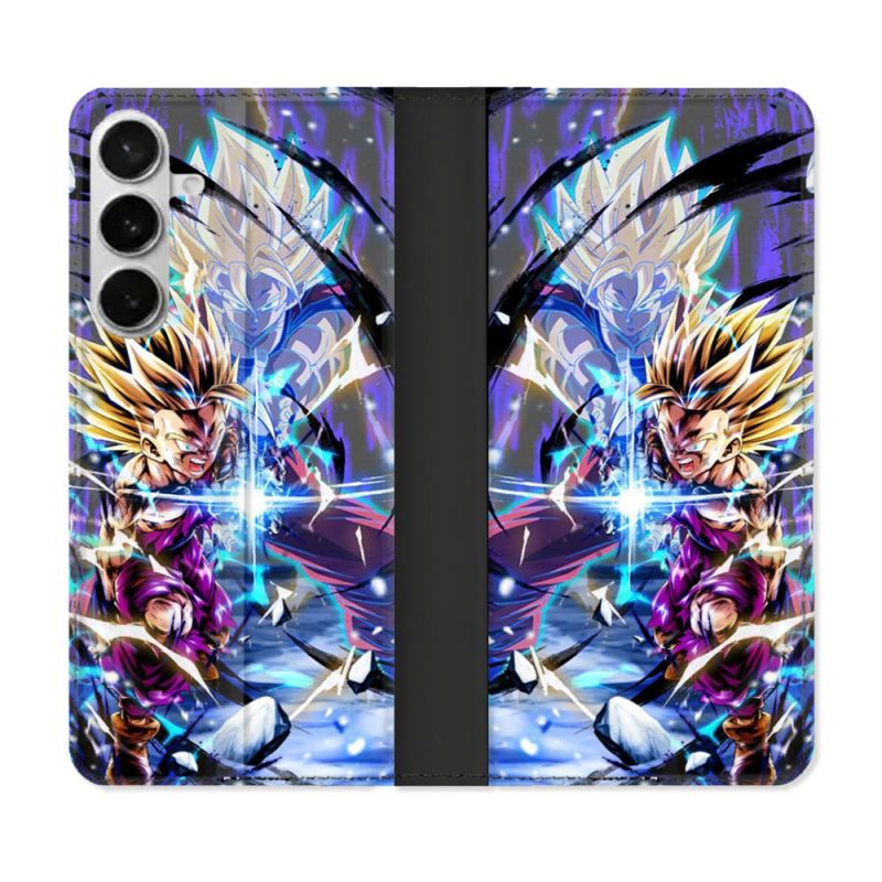 Housse cuir portefeuille Pour Samsung Galaxy S26 Plus Manga Dragon Ball Sangohan Duo