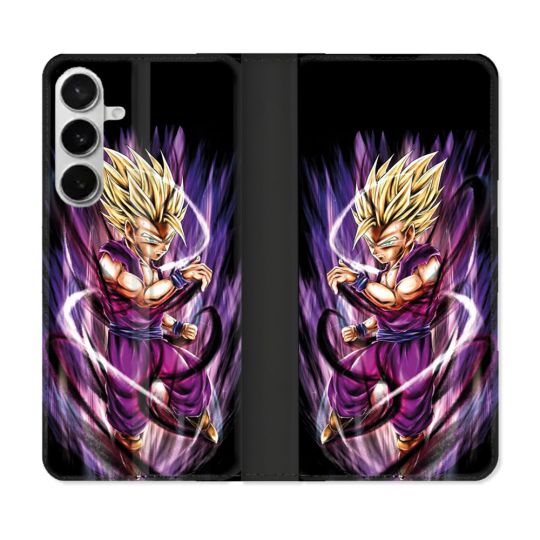 Housse cuir portefeuille Pour Samsung Galaxy S26 Plus Manga Dragon Ball Sangohan Violet