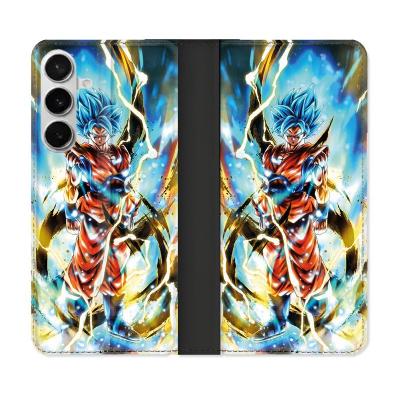 Housse cuir portefeuille Pour Samsung Galaxy S26 Plus Manga Dragon Ball Sangoku Blanc