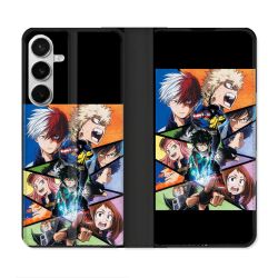 Housse cuir portefeuille Pour Samsung Galaxy S26 Plus Manga My Hero Academia Noir