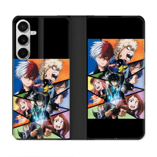Housse cuir portefeuille Pour Samsung Galaxy S26 Plus Manga My Hero Academia Noir
