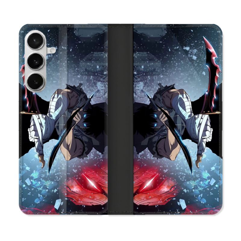 Housse cuir portefeuille Pour Samsung Galaxy S26 Plus Manga Solo Leveling Sung Epee
