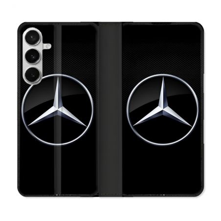 Housse cuir portefeuille Pour Samsung Galaxy S26 Plus Mercedes Carbone