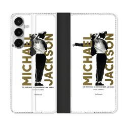 Housse cuir portefeuille Pour Samsung Galaxy S26 Plus Michael Jackson Blanc