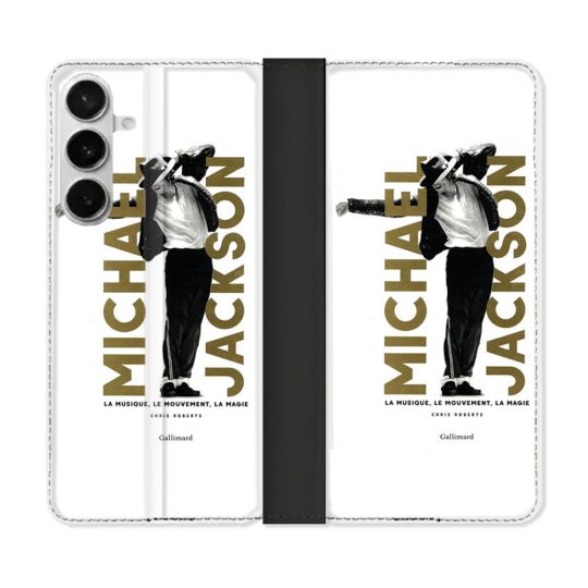 Housse cuir portefeuille Pour Samsung Galaxy S26 Plus Michael Jackson Blanc