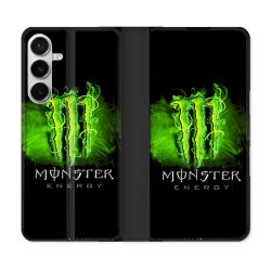 Housse cuir portefeuille Pour Samsung Galaxy S26 Plus Monster Energy Vert