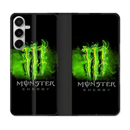 Housse cuir portefeuille Pour Samsung Galaxy S26 Plus Monster Energy Vert