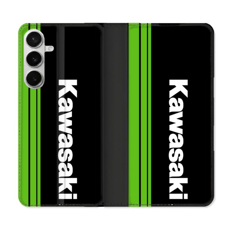Housse cuir portefeuille Pour Samsung Galaxy S26 Plus Moto Kawasaki