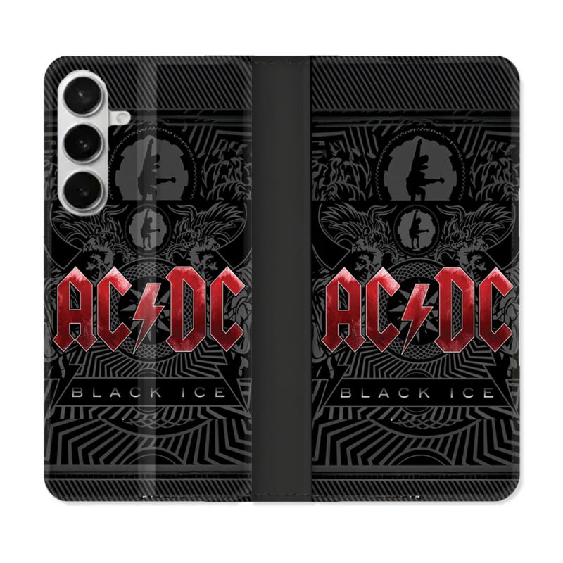 Housse cuir portefeuille Pour Samsung Galaxy S26 Plus Musique Rock ACDC Rouge