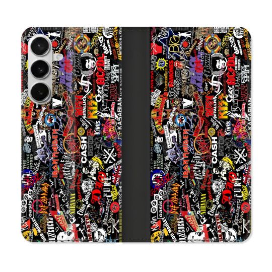 Housse cuir portefeuille Pour Samsung Galaxy S26 Plus Musique Rock Groupe