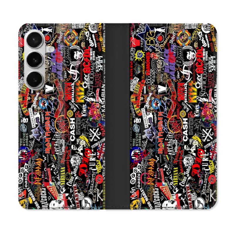 Housse cuir portefeuille Pour Samsung Galaxy S26 Plus Musique Rock Groupe