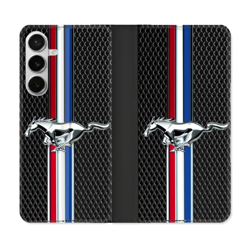 Housse cuir portefeuille Pour Samsung Galaxy S26 Plus Mustang