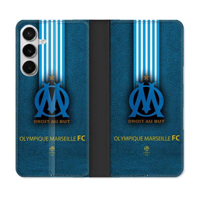 Housse cuir portefeuille Pour Samsung Galaxy S26 Plus Olympique Marseille OM Bande