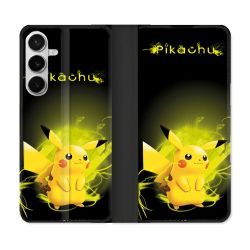 Housse cuir portefeuille Pour Samsung Galaxy S26 Plus Pokemon Pikachu Eclair