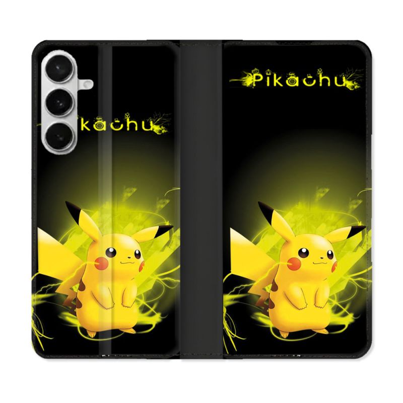 Housse cuir portefeuille Pour Samsung Galaxy S26 Plus Pokemon Pikachu Eclair