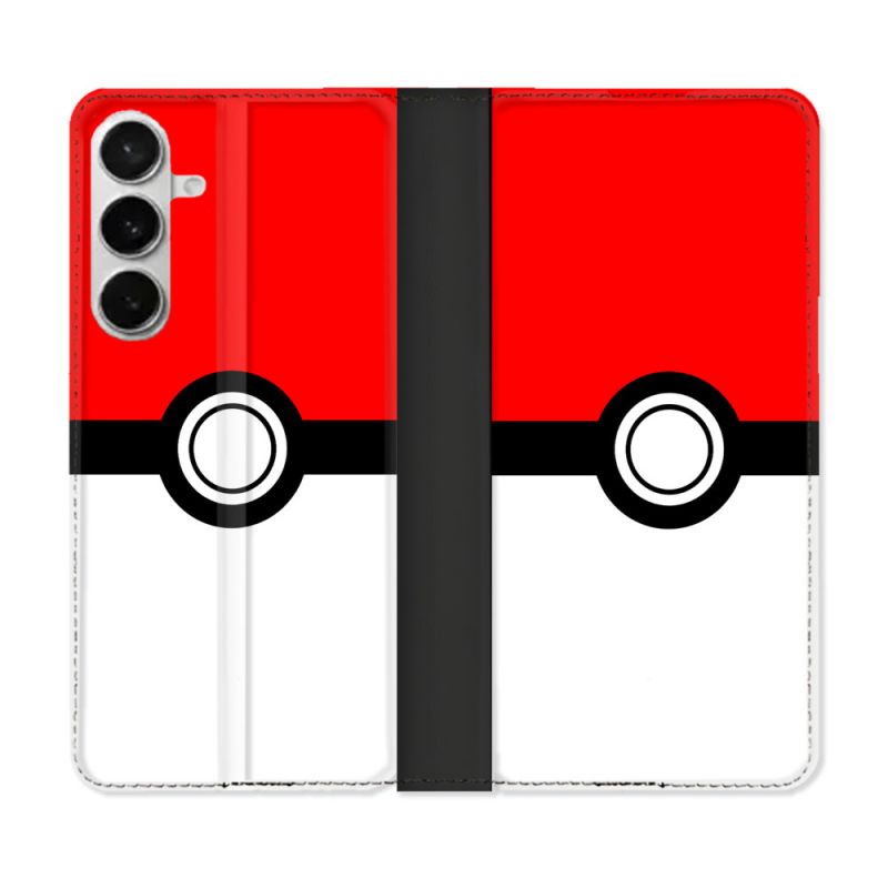 Housse cuir portefeuille Pour Samsung Galaxy S26 Plus Pokemon Pokeball