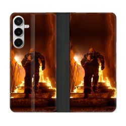 Housse cuir portefeuille Pour Samsung Galaxy S26 Plus Pompier Escalier