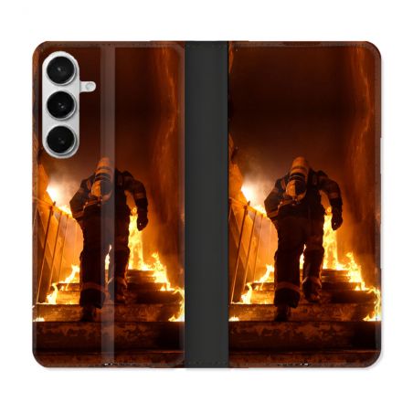 Housse cuir portefeuille Pour Samsung Galaxy S26 Plus Pompier Escalier