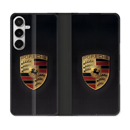 Housse cuir portefeuille Pour Samsung Galaxy S26 Plus Porsche Carbone