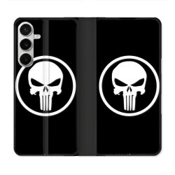 Housse cuir portefeuille Pour Samsung Galaxy S26 Plus Punisher