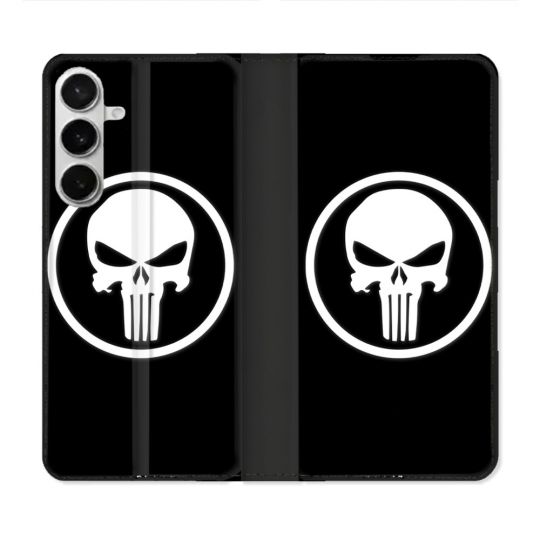 Housse cuir portefeuille Pour Samsung Galaxy S26 Plus Punisher
