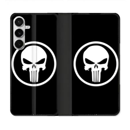 Housse cuir portefeuille Pour Samsung Galaxy S26 Plus Punisher