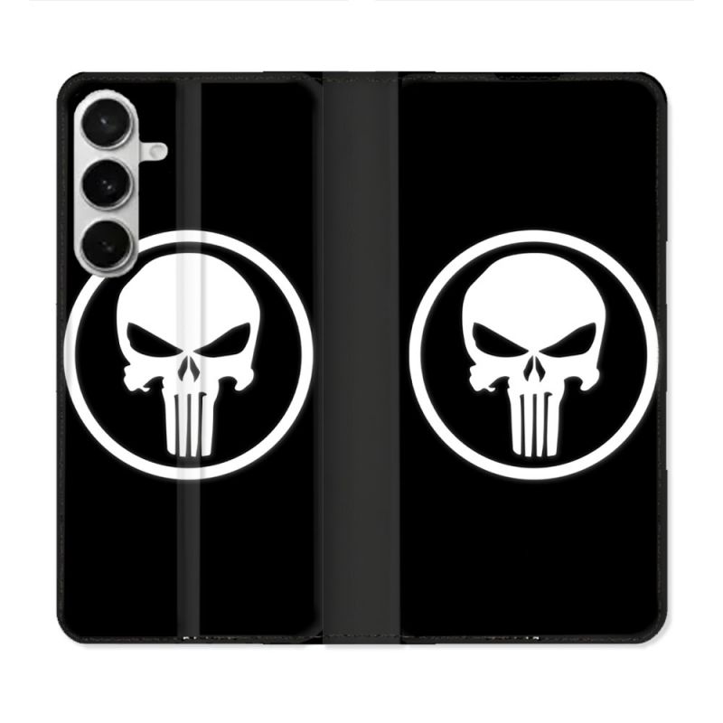 Housse cuir portefeuille Pour Samsung Galaxy S26 Plus Punisher