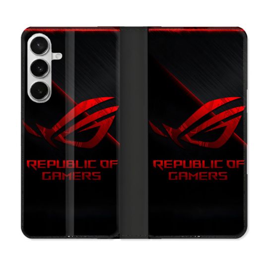 Housse cuir portefeuille Pour Samsung Galaxy S26 Plus ROG Rouge