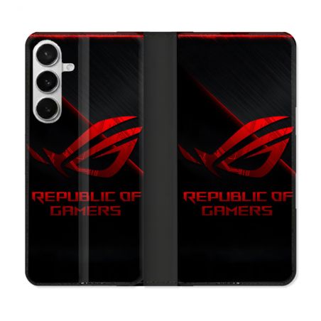 Housse cuir portefeuille Pour Samsung Galaxy S26 Plus ROG Rouge
